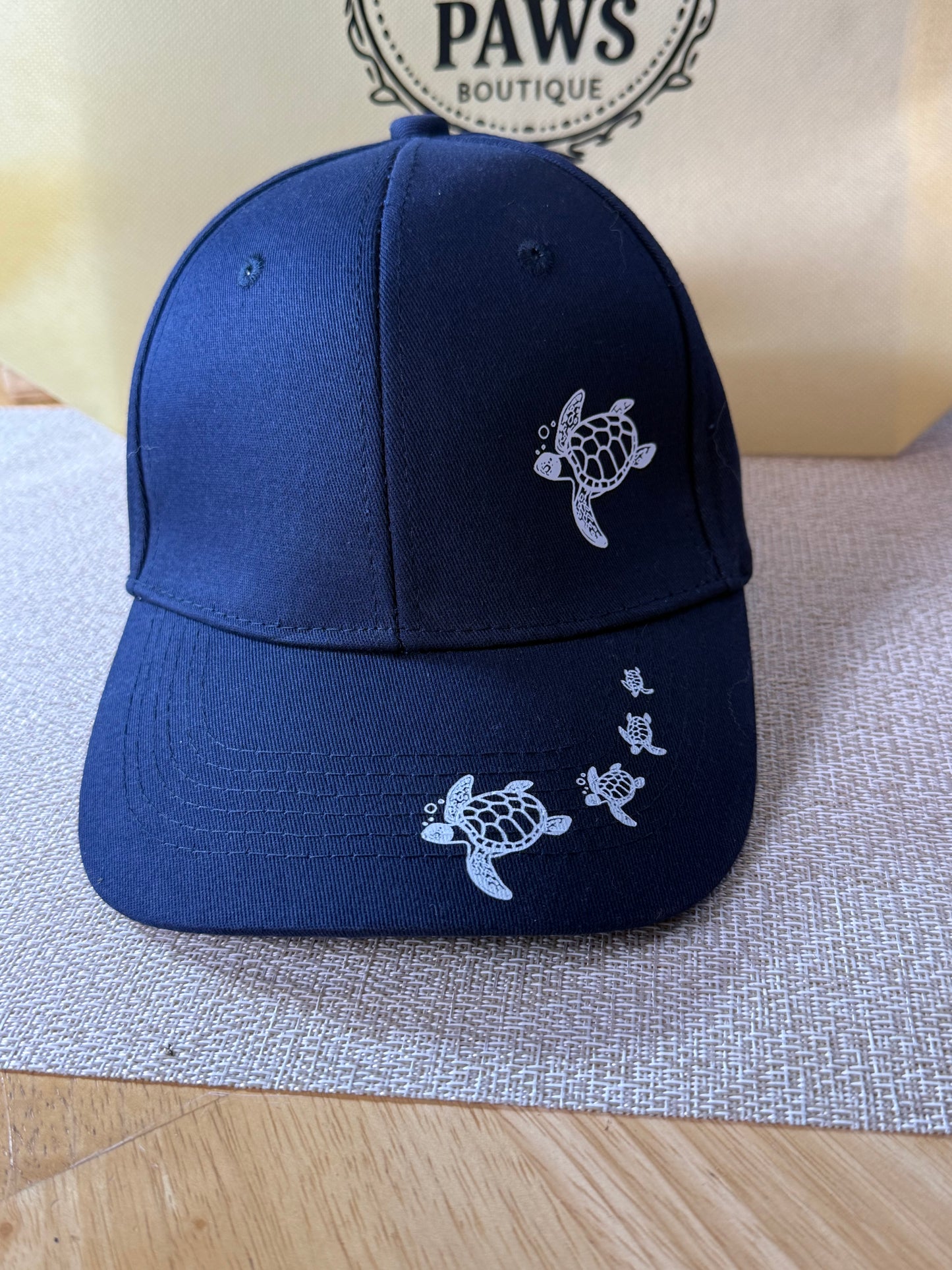 Navy baseball cap with sea turtles