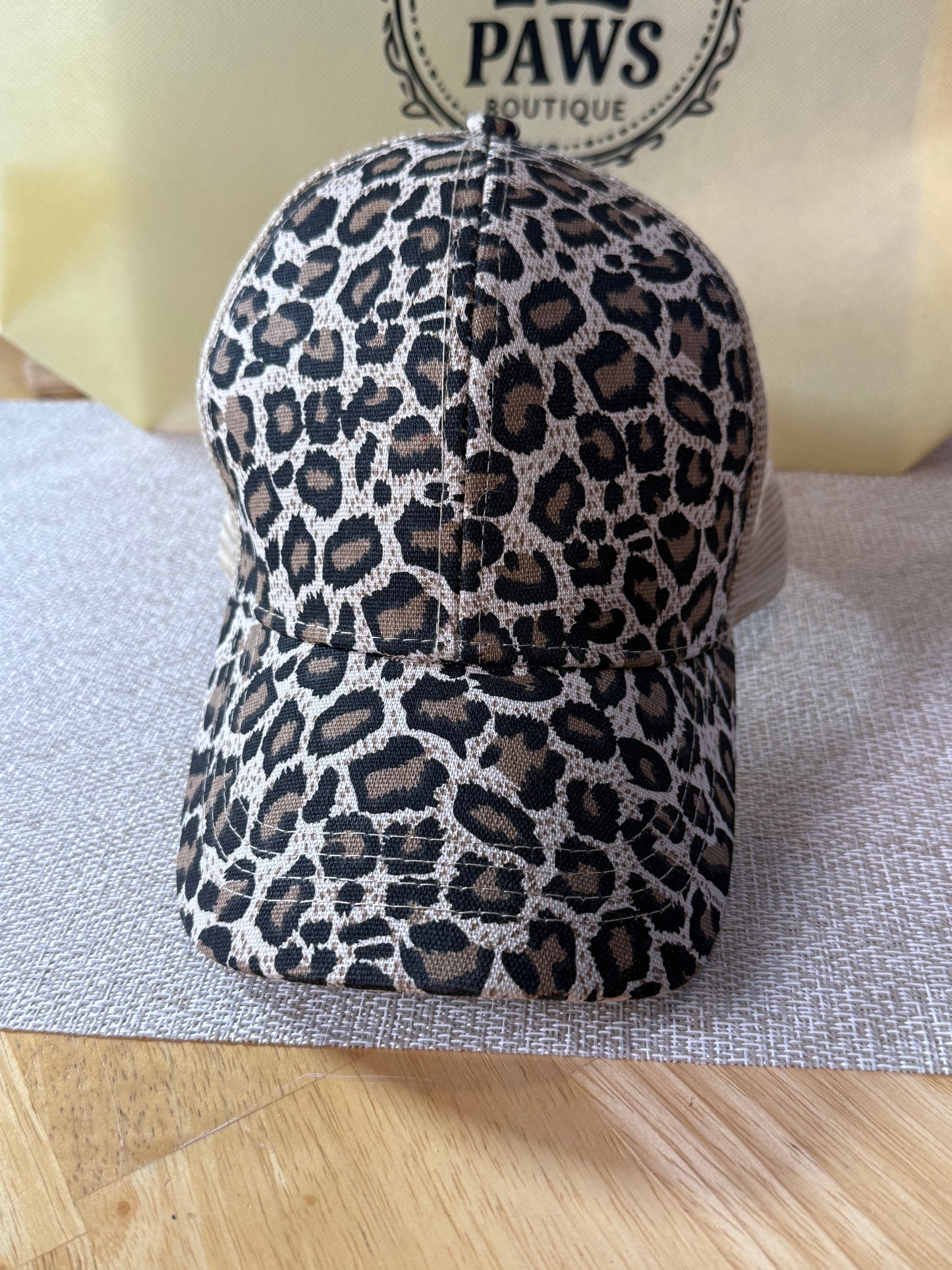 Cheetah print baseball cap